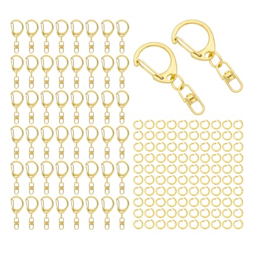 50 Sets Karabinerverschlüsse, Schlüsselanhänger-Clip, D-Karabinerhaken mit Drehgelenk und offenen Binderingen für Bastelarbeiten, Schmuckherstellung, Goldfarben, 50 Sets D-Karabinerhaken Durchmesser 50 Sets Karabinerverschlüsse, Schlüsselanhänger-Clip, D-Karabinerhaken mit Drehgelenk und offenen Binderingen für Bastelarbeiten, Schmuckherstellung, Goldfarben, 50 Sets D-Karabinerhaken Durchmesser von ZoloAJay