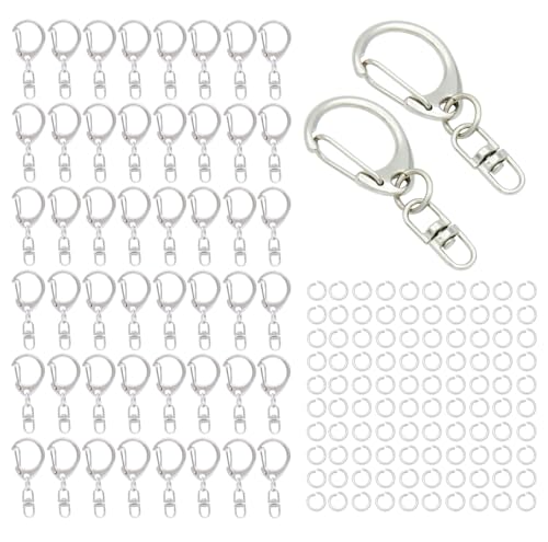 50 Sets Karabinerverschlüsse, Schlüsselanhänger-Clip, D-Karabinerhaken mit Drehgelenk und offenen Binderingen für Heimwerker, Schmuckherstellung (Silber, 50 Sets, D-Karabinerhaken, Durchmesser 18 mm) 50 Sets Karabinerverschlüsse, Schlüsselanhänger-Clip, D-Karabinerhaken mit Drehgelenk und offenen Binderingen für Heimwerker, Schmuckherstellung (Silber, 50 Sets, D-Karabinerhaken, Durchmesser 18 mm) von ZoloAJay