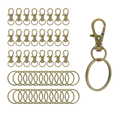 Karabinerhaken mit Drehgelenk und Schlüsselringen, Metall, Bronze, Karabinerverschlüsse für Schlüsselanhänger, Schlüsselband, Tasche, Geldbörse, Anhänger, Schmuckherstellung, Handwerk, Länge 32 mm Karabinerhaken mit Drehgelenk und Schlüsselringen, Metall, Bronze, Karabinerverschlüsse für Schlüsselanhänger, Schlüsselband, Tasche, Geldbörse, Anhänger, Schmuckherstellung, Handwerk, Länge 32 mm von ZoloAJay