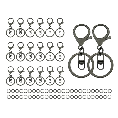 Karabinerhaken mit flachem Spaltring, doppelseitigem Drehhaken und 50 offenen Biegeringe für Bastelarbeiten, Schmuckherstellung, 20 Sets von ZoloAJay