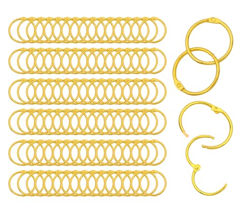 Ringbinder für lose Blätter, Innendurchmesser: 25,5 mm, 100 Stück, Metall, goldene Buchbinderringe, Papierringe, Clips, Schlüsselanhänger, Karteikarten, Ringe, ideal für Zuhause, Schule, Büro Ringbinder für lose Blätter, Innendurchmesser: 25,5 mm, 100 Stück, Metall, goldene Buchbinderringe, Papierringe, Clips, Schlüsselanhänger, Karteikarten, Ringe, ideal für Zuhause, Schule, Büro von ZoloAJay