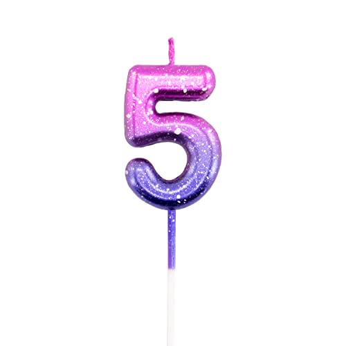Geburtstag Kerzen Happy Birthday Nummer Kerzen für Kuchen Topper Dekoration für Party Hochzeit Jahrestag Feier Zubehör Kinder Erwachsene (5, Farbverlauf) von Zolunu