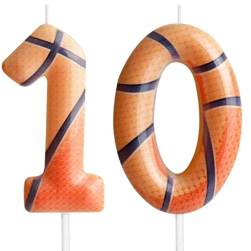 Zolunu Basketball Geburtstag Kerze, Basketball Themed 10 Geburtstag Kuchen Kerze, Nummer 10 Kerze, Geburtstagskuchen Topper für Jungen Mädchen Kinder Sport-Themed Party Dekorationen Zubehör Zolunu Basketball Geburtstag Kerze, Basketball Themed 10 Geburtstag Kuchen Kerze, Nummer 10 Kerze, Geburtstagskuchen Topper für Jungen Mädchen Kinder Sport-Themed Party Dekorationen Zubehör von Zolunu