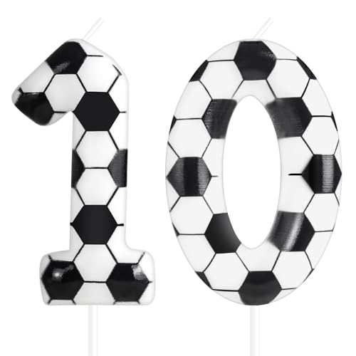 Zolunu Fußball Geburtstag Kerze, Fußball Themed 10 Geburtstag Kuchen Kerze, Nummer 10 Kerze, Geburtstagskuchen Topper für Jungen Mädchen Kinder Sport-Themed Party Dekorationen Zubehör Zolunu Fußball Geburtstag Kerze, Fußball Themed 10 Geburtstag Kuchen Kerze, Nummer 10 Kerze, Geburtstagskuchen Topper für Jungen Mädchen Kinder Sport-Themed Party Dekorationen Zubehör von Zolunu