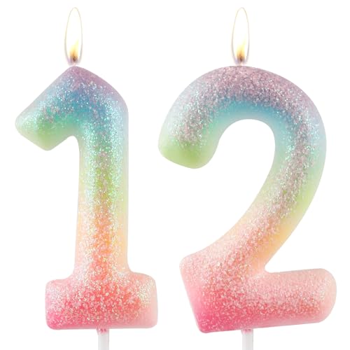 Zolunu Glitter bunte 12 Geburtstag Kerze, Geburtstag Nummer 12 Kerze Cake Toppers für Mädchen Frauen, Glitter bunte thematische Party Dekorationen liefert Geburtstagsgeschenke Zolunu Glitter bunte 12 Geburtstag Kerze, Geburtstag Nummer 12 Kerze Cake Toppers für Mädchen Frauen, Glitter bunte thematische Party Dekorationen liefert Geburtstagsgeschenke von Zolunu