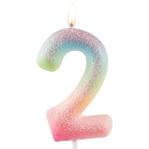 Zolunu Glitter bunte 2 Geburtstag Kerze, Geburtstag Nummer 2 Kerze Cake Toppers für Mädchen Frauen, Glitter bunte thematische Party Dekorationen liefert Geburtstagsgeschenke Zolunu Glitter bunte 2 Geburtstag Kerze, Geburtstag Nummer 2 Kerze Cake Toppers für Mädchen Frauen, Glitter bunte thematische Party Dekorationen liefert Geburtstagsgeschenke von Zolunu