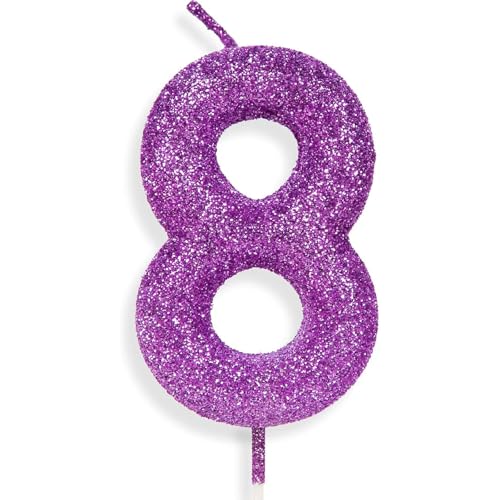 Zolunu lila rosa Geburtstag Kerze Nummer 8, Glitter Geburtstag Kerze Kuchen Toppers für Mädchen Frauen lila rosa Themed Party Dekorationen liefert Geburtstagsgeschenke Zolunu lila rosa Geburtstag Kerze Nummer 8, Glitter Geburtstag Kerze Kuchen Toppers für Mädchen Frauen lila rosa Themed Party Dekorationen liefert Geburtstagsgeschenke von Zolunu