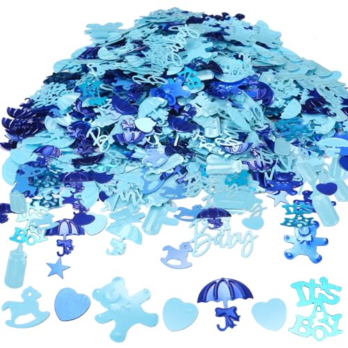 Zomiboo 1100 Stück It's a Boy Konfetti Tischdeko Babyparty Konfetti Dekorationen Blaue Geschlecht Offenbare Party Konfetti Kunststoff Geburtstag Bär Streudeko für Jungen Mädchen Ballon Füllung, Blau von Zomiboo