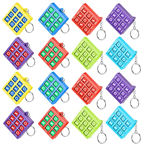 Zomiboo 16 Stück Tic Tac Toe Mitgebsel Kinder Spiel Schlüsselanhänger aus Kunststoff Mini Gastgeschenk Kindergeburtstag für Jungen Mädchen, Party Mitgebsel Geschenke für Geburtstag und Party Event von Zomiboo