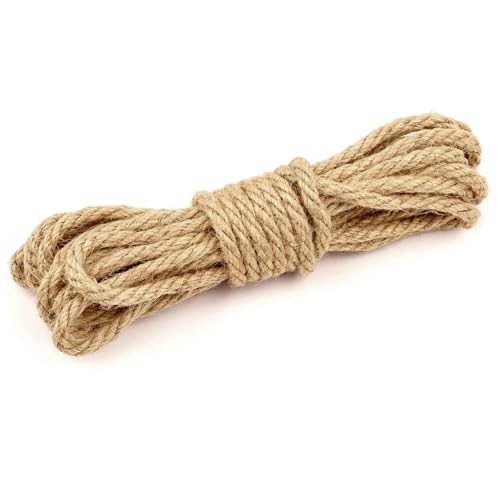 Juteschnur,Zommke 10 m Juteseil Hanfseil Braun Jute-Schnur Seil Kordel für Garten, DIY Kunsthandwerk, Verpackungen und Dekoration (6mm) von Zommke
