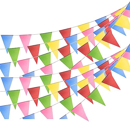 ZoneYan 100 m Bunte Wimpelkette, Party Girlande Deko, Wimpel Banner, Stoff Bunting Banner, 150 Dreieck Flags Multicolor ZoneYan 100 m Bunte Wimpelkette, Party Girlande Deko, Wimpel Banner, Stoff Bunting Banner, 150 Dreieck Flags Multicolor von ZoneYan