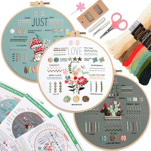 ZoneYan 3 Stück Sticken Set Erwachsene, Stickset für Anfänger,Blumenmuster Pflanzen Stickset Erwachsene Stickerei Set,Embroidery Kit,Mit Stickrahmen, Farbfäden Anleitung,Und Werkzeuge,Kreuzstich Set ZoneYan 3 Stück Sticken Set Erwachsene, Stickset für Anfänger,Blumenmuster Pflanzen Stickset Erwachsene Stickerei Set,Embroidery Kit,Mit Stickrahmen, Farbfäden Anleitung,Und Werkzeuge,Kreuzstich Set von ZoneYan