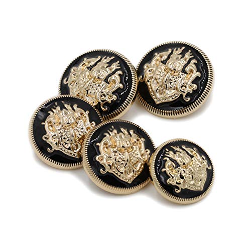 Zonfer 10pcs 15mm Metall Ösenknopf, Geprägte Knöpfe, Für Nähen Stricken Mantel Anzug Hemd DIY (Gold + Schwarz) von Sdove