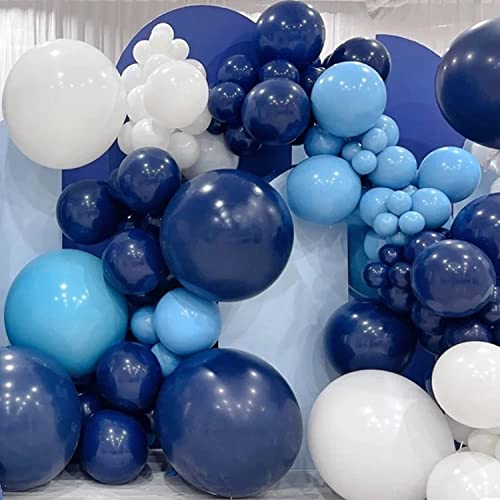 Zongsi 134 Stück Navy Blau Hellblau Weiß Luftballon Girlande Kit, Latex Ballons Ballonbogen Set, Helium Latexballons Arch für Graduierung, Junge Baby Geburtstag Party Hintergrund Dekoration Zubehör von Zongsi