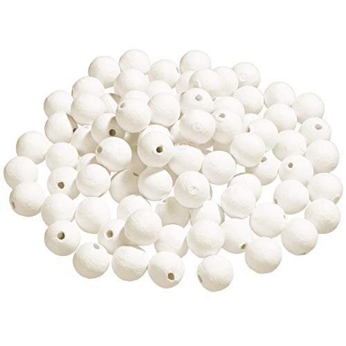 100 Stück Baumwollgesponnene Papierkugeln, 15 mm, weiß, natürlich gesponnene Baumwollpapier-Kugeln, zum Ausmalen von Blumen, Basteln, Dekorationen von Zonon