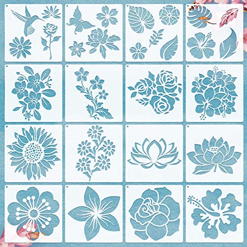 17 Stück Blumenschablonen zum Malen auf Holz, große Sonnenblumen-Malschablone, Vorlage, Sommer, Schmetterlinge, Vogel, Rosenblatt, wiederverwendbare Schablonen, DIY zum Bemalen von Wanddekoration, 17 Stück Blumenschablonen zum Malen auf Holz, große Sonnenblumen-Malschablone, Vorlage, Sommer, Schmetterlinge, Vogel, Rosenblatt, wiederverwendbare Schablonen, DIY zum Bemalen von Wanddekoration, von Zonon