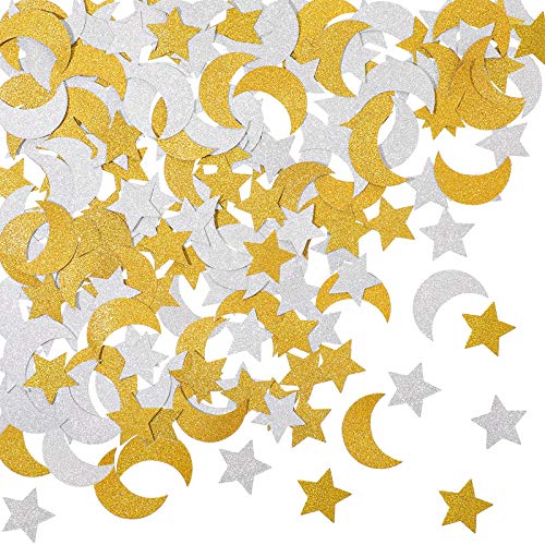400 Stücke Glitzer Stern und Mond Papier Konfetti Doppelseitig Gold und Silber Tisch Pailletten Konfetti für Ramadan Mubarak Dekoration Hochzeit Geburtstag Baby Shower (Gold, Silber) 400 Stücke Glitzer Stern und Mond Papier Konfetti Doppelseitig Gold und Silber Tisch Pailletten Konfetti für Ramadan Mubarak Dekoration Hochzeit Geburtstag Baby Shower (Gold, Silber) von Zonon