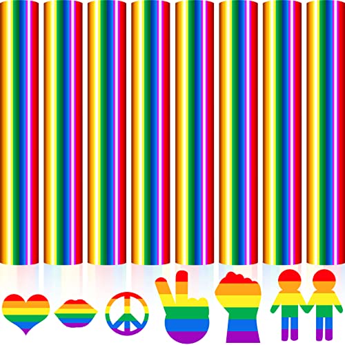 8 Blatt 30,5 x 25,4 cm Wärmetransfer-Vinyl HTV Vinyls für T-Shirts, Basteln, Vinyl zum Aufbügeln für St. Patrick's Rainbow Pride Mexican Fiesta USA Flagge (Regenbogen-Stil) von Zonon