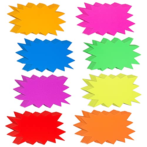 96 Stück Neon Papier Starburst Verkaufsschilder Starburst Klassenzimmer Namensschilder Star Burst Poster Board Sternform Papier Party Lebensmittel Etikette Fluoreszierende Sortiert Farben von Zonon