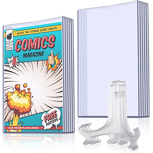 Comic-Buch-Vitrinen-Set, inklusive Comic-Buchhüllen und transparenten Kunststoff-Staffeleien, 19.1x27.7 cm Zeitschriftenschutz für Sammler, Displayständer, Bilderständer für Dekoration (10 Stück) Comic-Buch-Vitrinen-Set, inklusive Comic-Buchhüllen und transparenten Kunststoff-Staffeleien, 19.1x27.7 cm Zeitschriftenschutz für Sammler, Displayständer, Bilderständer für Dekoration (10 Stück) von Zonon