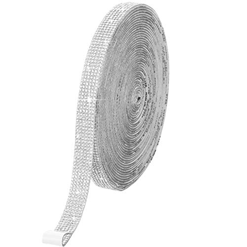 Selbstklebendes Kristall Strass Diamant Band DIY Dekoration Aufkleber mit 2 mm Strasssteine für Kunst Handwerk, DIY Aktivität Auto Handy Dekoration (Silbern, 0,51 Zoll x 9 Yards) von Zonon