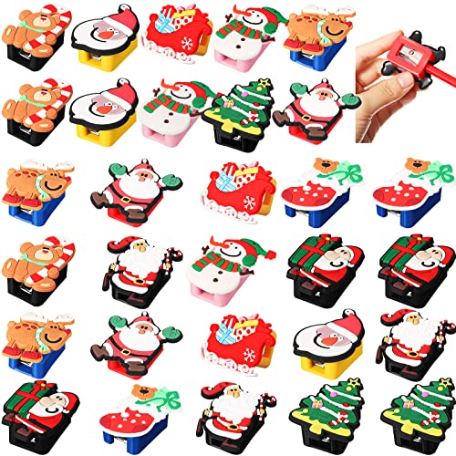 Weihnachts-Bleistiftspitzer, Großpackung für Kinder, Weihnachtsbaum, Weihnachtsmann, Elch, Handspitzer, niedlicher manueller Spitzer, Weihnachtsgeschenktütenfüller, Schreibwaren, Geschenk für Urlaub, von Zonon