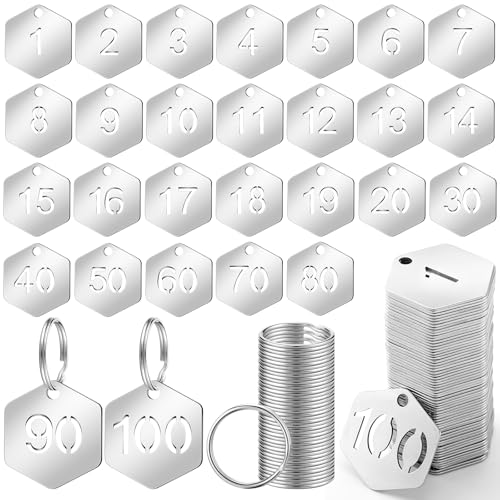 Zonon 1–100 nummerierte Metallanhänger mit Schlüsselringen, ausgehöhlte Edelstahl-Nummernschilder, Metallschilder, Schlüssel-ID-Etikett für Zuhause, Büro, Schlafsaal, Schrank, Haus, Schließfächer Zonon 1–100 nummerierte Metallanhänger mit Schlüsselringen, ausgehöhlte Edelstahl-Nummernschilder, Metallschilder, Schlüssel-ID-Etikett für Zuhause, Büro, Schlafsaal, Schrank, Haus, Schließfächer von Zonon