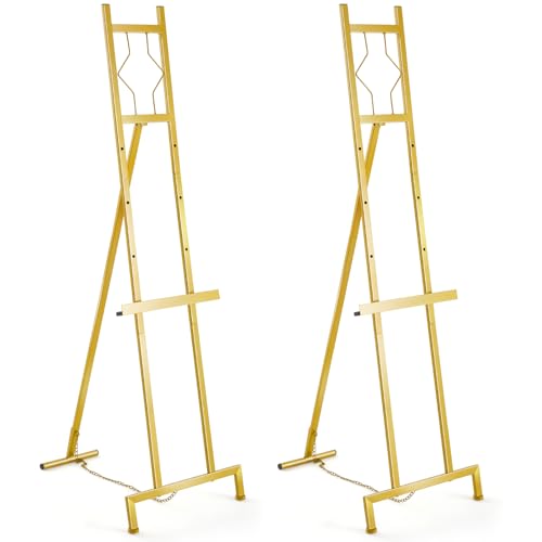 Zonon 2 Stück 144,8 cm H Rahmen Gold Staffelei Ständer für Hochzeitsschilder, Poster, tragbare Künstler-Staffelei zum Malen von Leinwand, Metall-Staffelei für Zuhause und Büro, groß, verstellbar, 4 Zonon 2 Stück 144,8 cm H Rahmen Gold Staffelei Ständer für Hochzeitsschilder, Poster, tragbare Künstler-Staffelei zum Malen von Leinwand, Metall-Staffelei für Zuhause und Büro, groß, verstellbar, 4 von Zonon