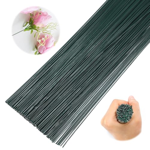 Zonon Emaillierter Blumendraht, 45,7 cm, 16 Gauge, Blumenstiele für Bastelarbeiten, Blumenstrauß, Drahtwickeln, künstliche Blumenarrangements, Zubehör, Hochzeit, Abschlussball, Corsage, Dunkelgrün von Zonon