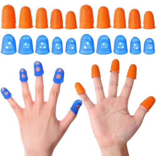 Zonon Gummi-Fingerhut, Handnähen, Silikon-Fingerspitzen, Schutzschutz, 5 Größen, Fingerpolster, Griffe für Quilten, Stricken, Sortieren, Sticken, Papierarbeiten, Schnitzen, Handarbeit, 20 Stück (Blau von Zonon