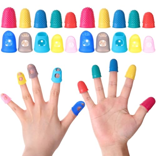 Zonon Gummi-Fingerhut, Handnähen, Silikon-Fingerspitzen, Schutzschutz, 5 Größen, Fingerpolster, Griffe für Quilten, Stricken, Sortieren, Sticken, Papierarbeiten, Schnitzen, Handarbeit, 20 Stück von Zonon