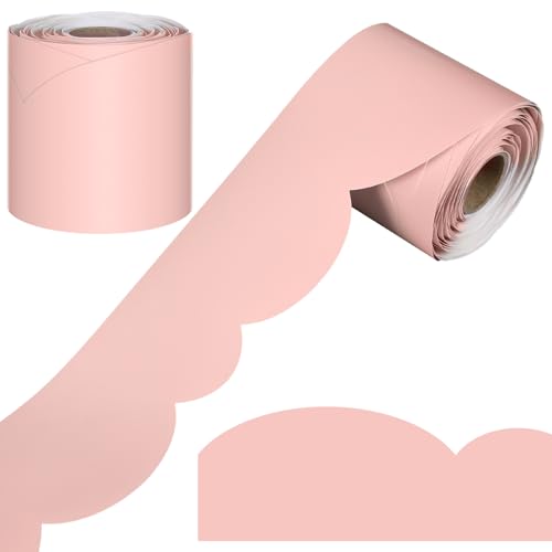 Zonon Pinnwand-Bordüre, Klassenzimmer-Dekoration, ausgefallene gewellte, gerollte Bordüre, bunt, gestanzt, Bordüre, Schulanfang, Büro, Kreidetafel, Dekoration, Zubehör, 1,8 m (Rosa) von Zonon