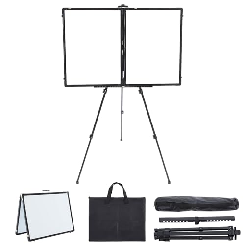 Zonon Tragbares Whiteboard, 88,9 x 61 cm, faltbar, trocken abwischbar, doppeltes magnetisches Whiteboard mit Ständer, Staffelei, faltbar, Wandmontage, Reisetafel für drinnen und draußen, für Zuhause von Zonon