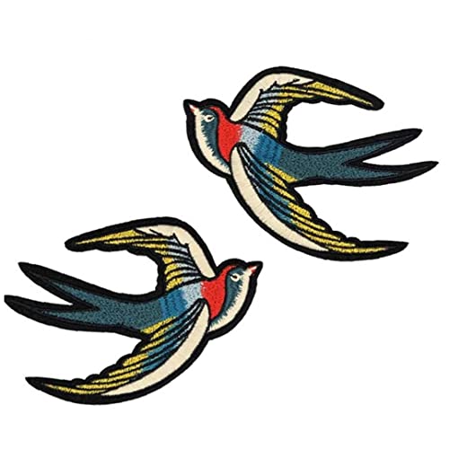 2 Stücke Stickerei Vögel Form Patch Nähen Eisen Auf Badge Tasche Kleidung Stoff Patches Applique Diy Nähen Handwerk von PiniceCore