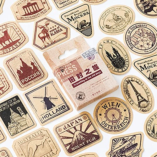 Zonster 46pcs / Box Vintage Reise-Aufkleber Kraft Dekorative Klebe-Etikett Sealing Abziehbilder für Scrapbooking Tagebuch DIY Alben Brief von Zonster