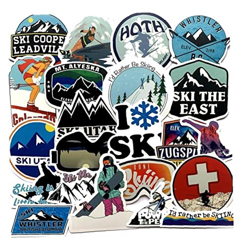 Zonster 50 Stücke Pack Winter Skifahren Schnee Berg Graffiti Aufkleber Für Gepäck Laptop Skateboard Kühlschrank Skiaufkleber Aufkleber (zufälliger Stil) von PiniceCore