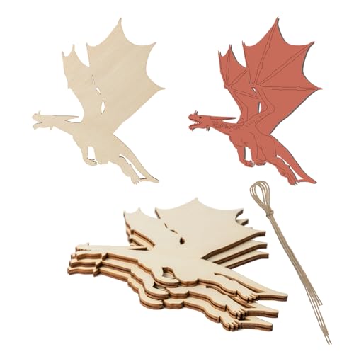 3 Stück Drachen Holz Halloween blanko Holz mit Bindfäden Kunst unlackierte Ornamente für Halloween, Weihnachten, Hochzeit, Geburtstag, Party, Erntedankfest, Dekoration von Zontween