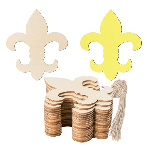 Fleur de Lis Form Holz Wandkunst unlackierte Ornamente für Karneval, Weihnachten, Hochzeit, Geburtstag, Party, Dekoration, Zuhause, Tür, Wanddekoration, 20 Stück von Zontween
