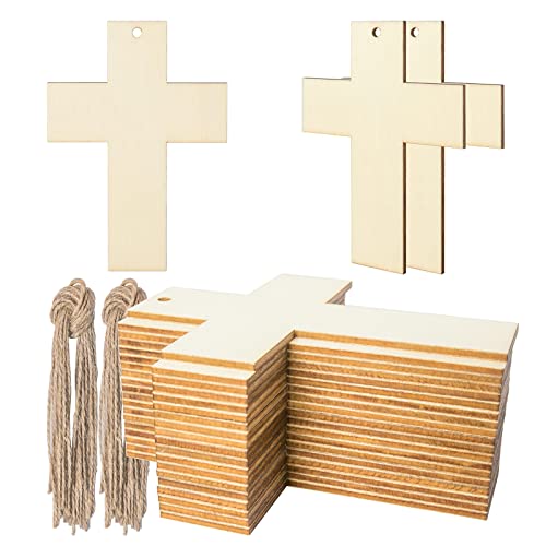 Kreuzform, Holzkreuz, blanko, Holz mit Schnur, unlackierte Ornamente für Ostern, religiöse und kirchliche Veranstaltungen, Weihnachten, Hochzeit, Geburtstag, Party, Dekoration, 20 Stück Kreuzform, Holzkreuz, blanko, Holz mit Schnur, unlackierte Ornamente für Ostern, religiöse und kirchliche Veranstaltungen, Weihnachten, Hochzeit, Geburtstag, Party, Dekoration, 20 Stück von Zontween