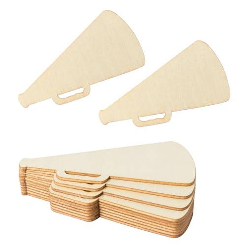 Megafon-Form-Ausschnitte, Holz, Handwerk, unlackiertes Holz, für Sportplatz, Heimdekoration, Dekoration, 10 Stück von Zontween