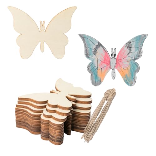 Schmetterlings-Form, Holz, Insekten, Holz, Handwerk, Kunst, unlackierte Ornamente für Heimdekoration, Türhänger, Weihnachten, Hochzeit, Geburtstag, Party, Dekoration, 10 Stück von Zontween