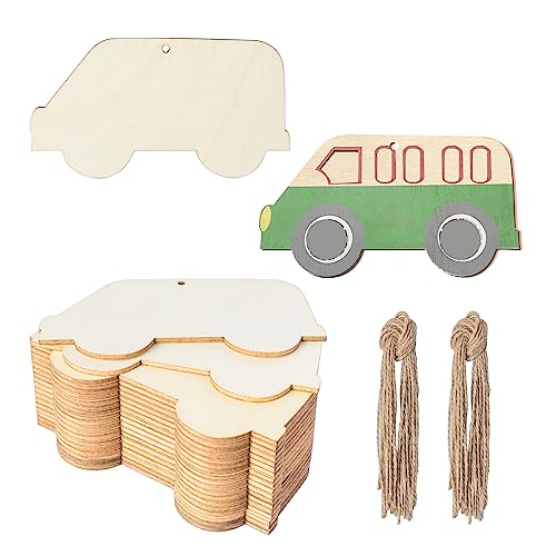 Unlackierte Auto-Form, Holzanhänger, zum Aufhängen, Holzausschnitt, blanko, Holzscheiben, Geschenkanhänger mit Schnur für Weihnachten, Urlaub, Hochzeit, Geburtstag, Party, Dekoration, 20 Stück Unlackierte Auto-Form, Holzanhänger, zum Aufhängen, Holzausschnitt, blanko, Holzscheiben, Geschenkanhänger mit Schnur für Weihnachten, Urlaub, Hochzeit, Geburtstag, Party, Dekoration, 20 Stück von Zontween