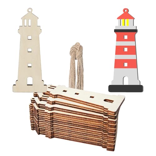 Unlackierte Holzanhänger in Leuchtturmform, Holzschilder, Holzanhänger für Strand, nautische Dekoration, Weihnachten, Urlaub, Hochzeit, Geburtstag, Party, Dekoration, 10 Stück Unlackierte Holzanhänger in Leuchtturmform, Holzschilder, Holzanhänger für Strand, nautische Dekoration, Weihnachten, Urlaub, Hochzeit, Geburtstag, Party, Dekoration, 10 Stück von Zontween