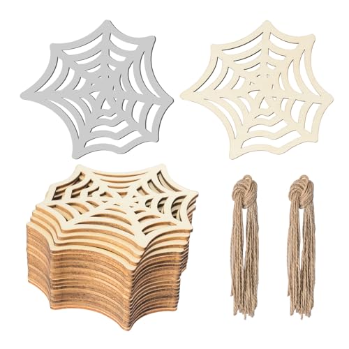 Unlackierte Spinnennetz-Form, DIY-Holz, Halloween, blanko, mit Bindfäden, Kunst, unlackierte Ornamente für Halloween, Weihnachten, Hochzeit, Geburtstag, Erntedankfest, Dekoration, 20 Stück von Zontween