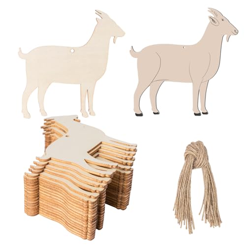 Unlackierte Ziegen-Holzornamente mit Bindfäden, Wandkunst für Bauernhof, Vieh, Ranch, Weihnachten, Hochzeit, Geburtstag, Party, Erntedankfest, Dekoration, 20 Stück Unlackierte Ziegen-Holzornamente mit Bindfäden, Wandkunst für Bauernhof, Vieh, Ranch, Weihnachten, Hochzeit, Geburtstag, Party, Erntedankfest, Dekoration, 20 Stück von Zontween