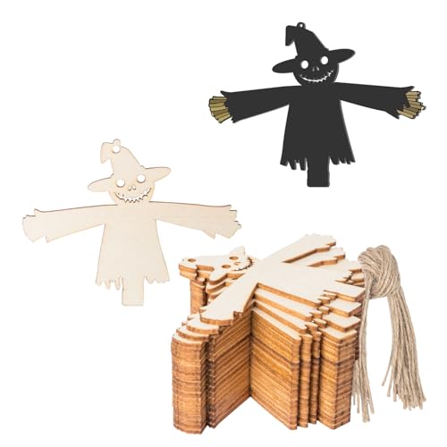Vogelscheuchen-Form, DIY-Holz, blanko, mit Bindfäden, Kunst, unlackierte Ornamente für Halloween, Weihnachten, Hochzeit, Geburtstag, Party, Erntedankfest, Dekoration, 20 Stück Vogelscheuchen-Form, DIY-Holz, blanko, mit Bindfäden, Kunst, unlackierte Ornamente für Halloween, Weihnachten, Hochzeit, Geburtstag, Party, Erntedankfest, Dekoration, 20 Stück von Zontween
