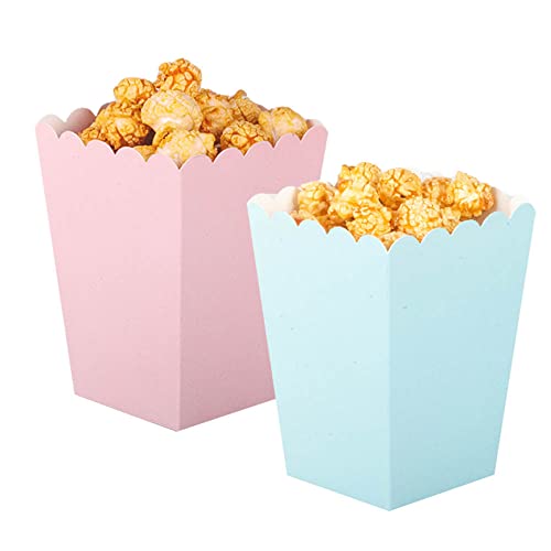 ZooYoo 24 Stück Popcorn Tüten Klein Rosa und Blau - 5.5 * 7.5 * 10.5cm - für Rosa Blaue Party-Deko,Baby Shower Party,Gender Reveal,Eine Babyparty von ZOOYOO