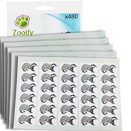 480 x Aufkleber - Dachs (38 x 21 mm). Hochwertige selbstklebende Etiketten mit Tiermotiv von Zooify. von Zooify