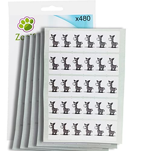 480 x Aufkleber - Esel (38 x 21 mm). Hochwertige selbstklebende Etiketten mit Tiermotiv von Zooify. von Zooify