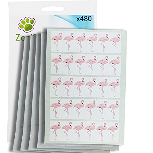 480 x Aufkleber - Flamingo (38 x 21 mm). Hochwertige selbstklebende Etiketten mit Tiermotiv von Zooify. von Zooify